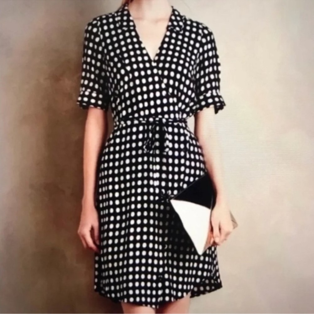 11-1-Tylho Anthropologie Cartland Polka Dot Blue Dress Size small